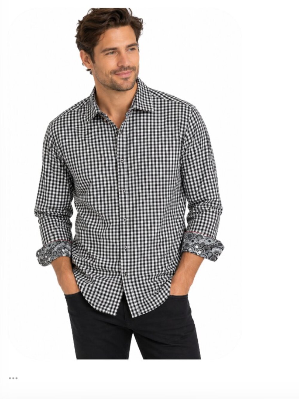 Robert Graham men’s button-down Check Paisley Black White XL